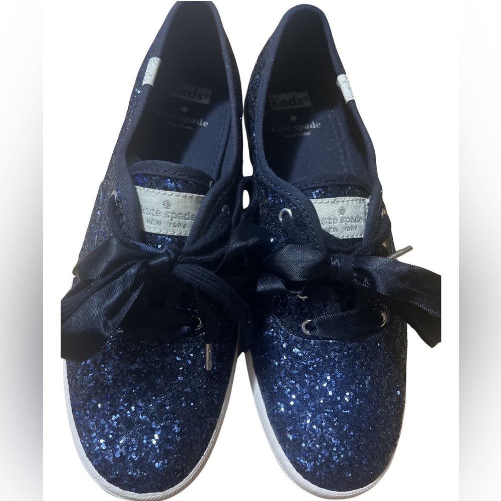 Keds x Kate Spade Champion Navy Glitter Sneakers - Size 8.5 - Picture 8 of 12